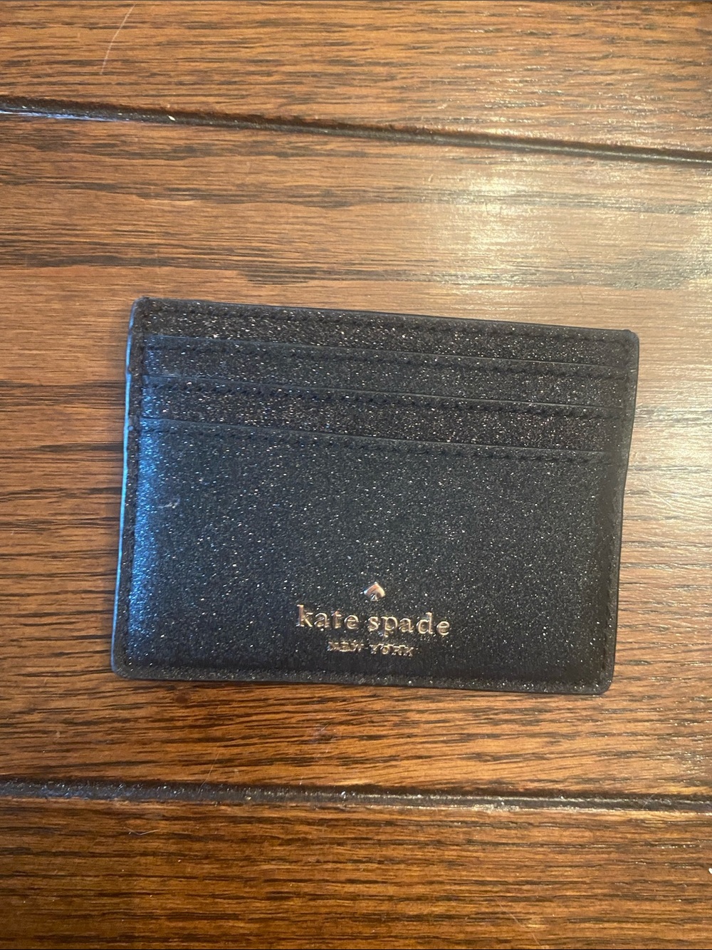 kate spade black glitter cardholder 3" x 4"